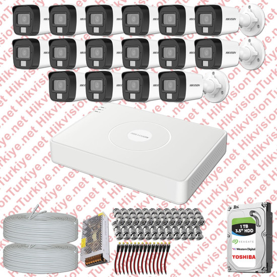 Hikvision 16 Kameralı Colorvu Hibrit Güvenlik Kamerası